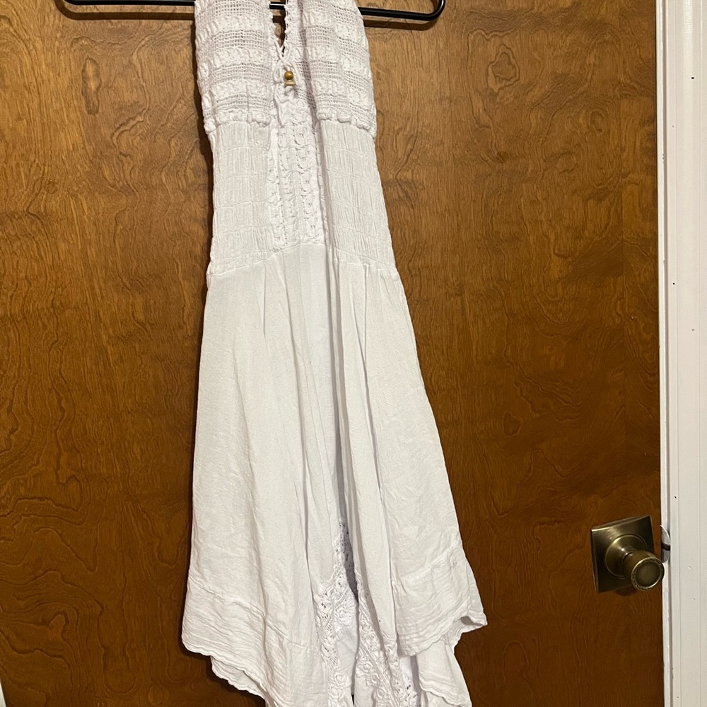 Silver Asymmetrical Halter Sundress Resort Wear